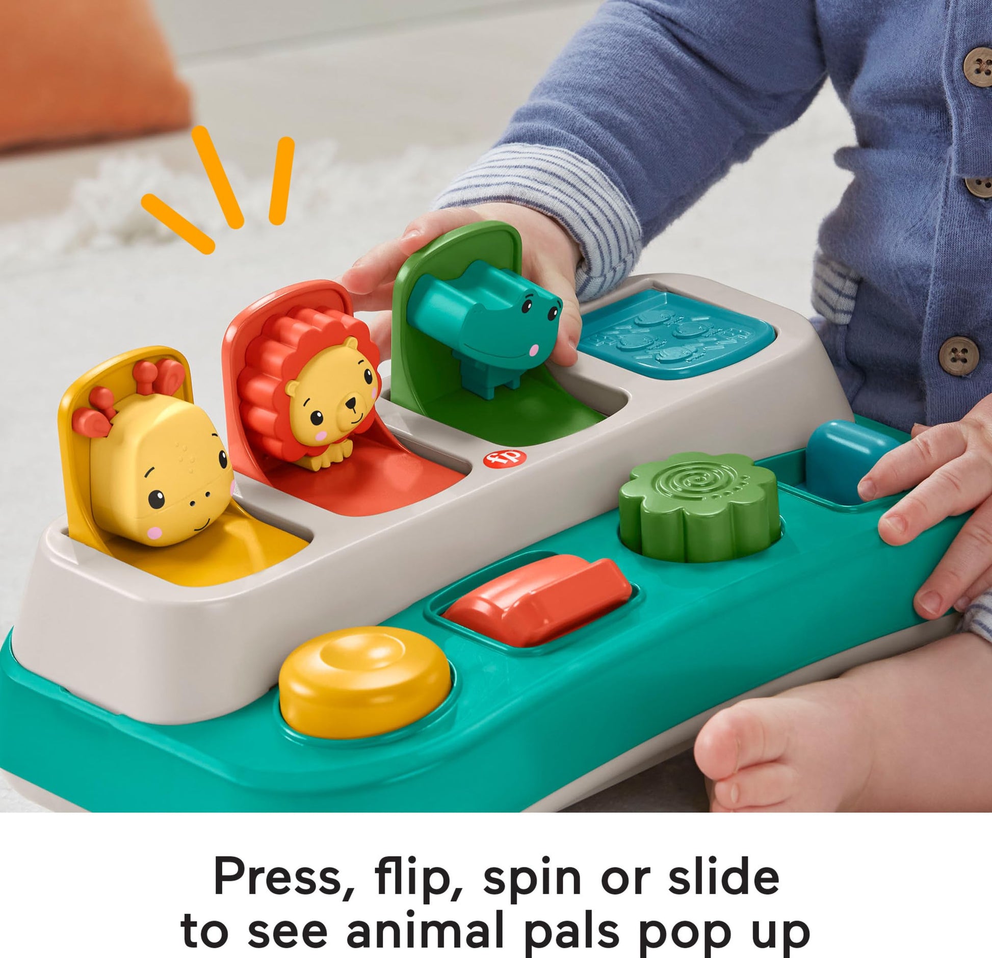 Fisher-Price Baby Early Learning Toy with Fine Motor Activities for Cause-and-Effect Play, Busy Buddies Pop-Up Fisher-Price