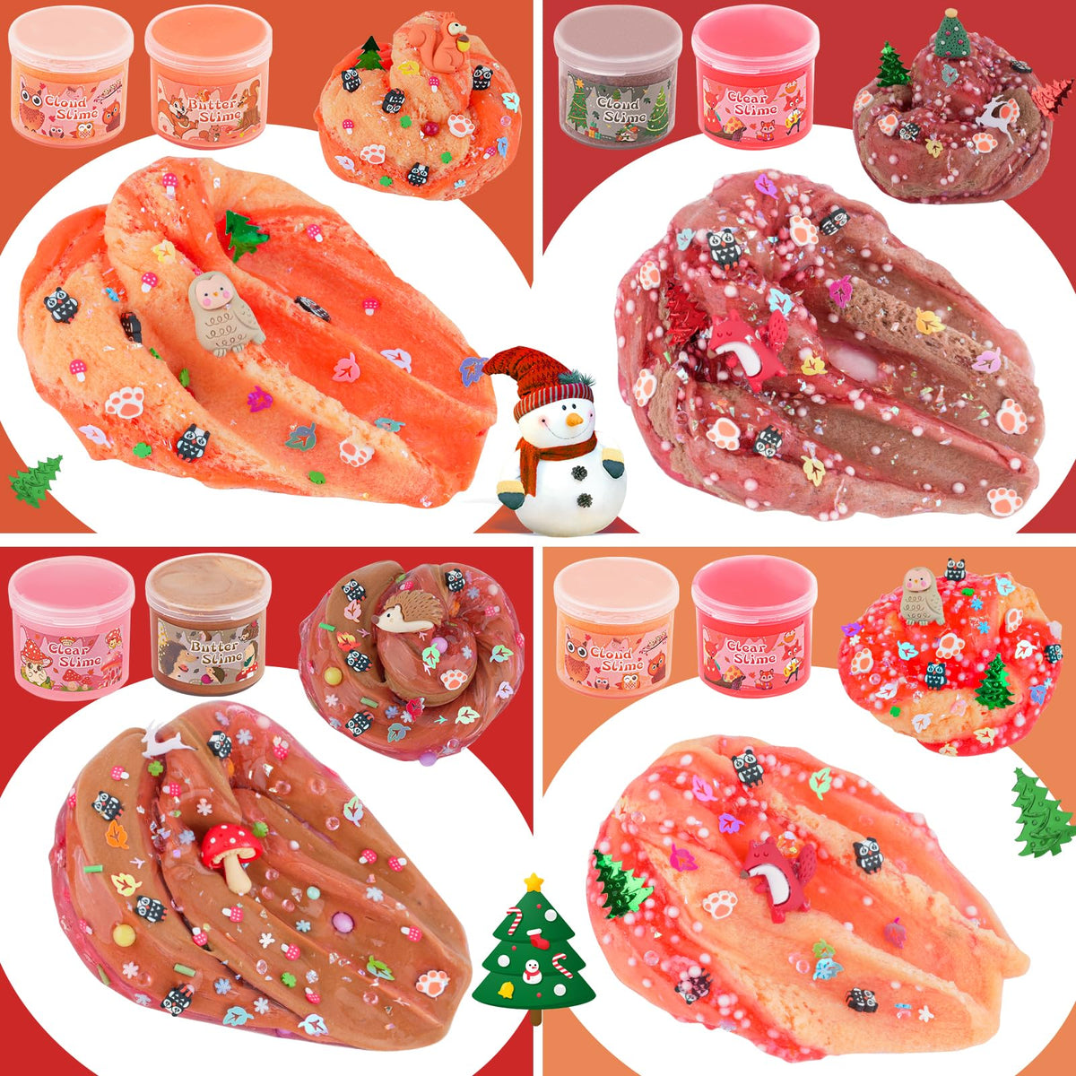 LAWOHO 6 Packs Slime Kit -Cloud, Butter, Clear Slime, Slimes for Kids with Forest Charms & Add-ins, Non Stick Slime Making Kit for Kids Party Favors, 360ml Slimes Kits for Birthday Halloween Christmas 🍁 All In One Marketplace Canada
