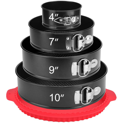 isheTao Springform Pan Set of 4, 4/7/9/10inch Cake Pans with Leakproof Silicone Protector, Non-Stick Leak-Proof with Removable Bottom, Cheesecake Pan for Baking, Black 🍁 All In One Marketplace Canada