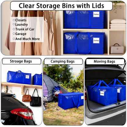 8 Pack Extra Large Heavy Duty Moving Bags,Blue Large Storage Bags with Lids,Moving Boxes with Zippers & Reinforced Handles,Storage Bins Packing Bags for College Dorm,Traveling,Christmas Decorations 🍁 All In One Marketplace Canada