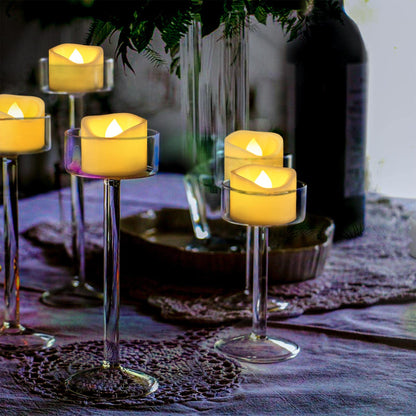 Yakpo 24 Pack 3.8cm x 3cm Battery Operated LED Tea Light Candles, Small Outdoor Flameless Flickering Votive Candles, Electric Flicker Fake Tealights Bulk for Wedding Halloween Christmas Decorations 🍁 All In One Marketplace Canada