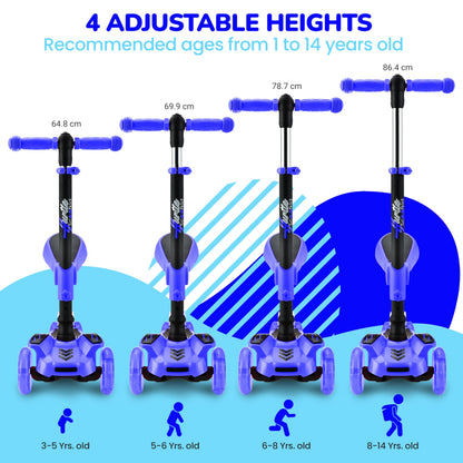 Hurtle - 3 Wheel Foldable Kick Scooter for Kids & Toddlers (Blue CA) Hurtle