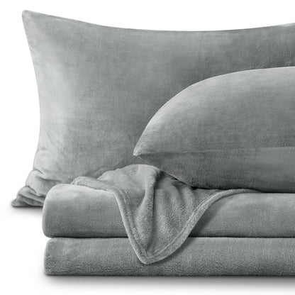 BEDELITE Flannel Sheets King Size Bed Set, Grey, 4 Pieces 🍁 All In One Marketplace Canada