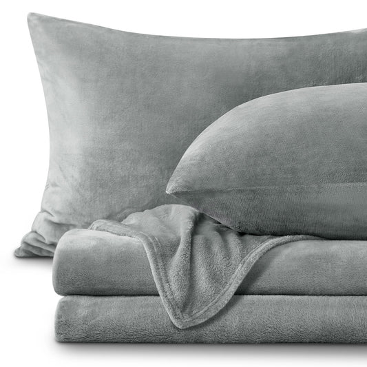 BEDELITE Flannel Sheets Full Size Bed Set, Grey, 4 Pieces 🍁 All In One Marketplace Canada