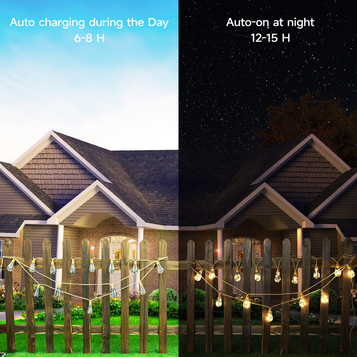 Solar Outdoor String Lights, 20Ft Vintage Rope Hemp Solar Patio Lights, Waterproof Warm White Solar Powered Christmas String Lights with 8 Modes 16 Shatterproof Bulbs for Garden Fence Stairs Balcony 🍁 All In One Marketplace Canada