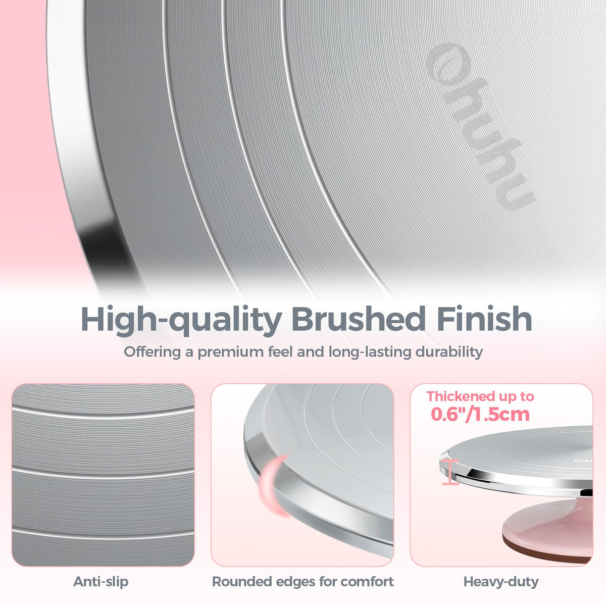Ohuhu Cake Turntable, 12" Aluminium Stand with Smoother & Scrapers, Pink 🍁 All In One Marketplace Canada