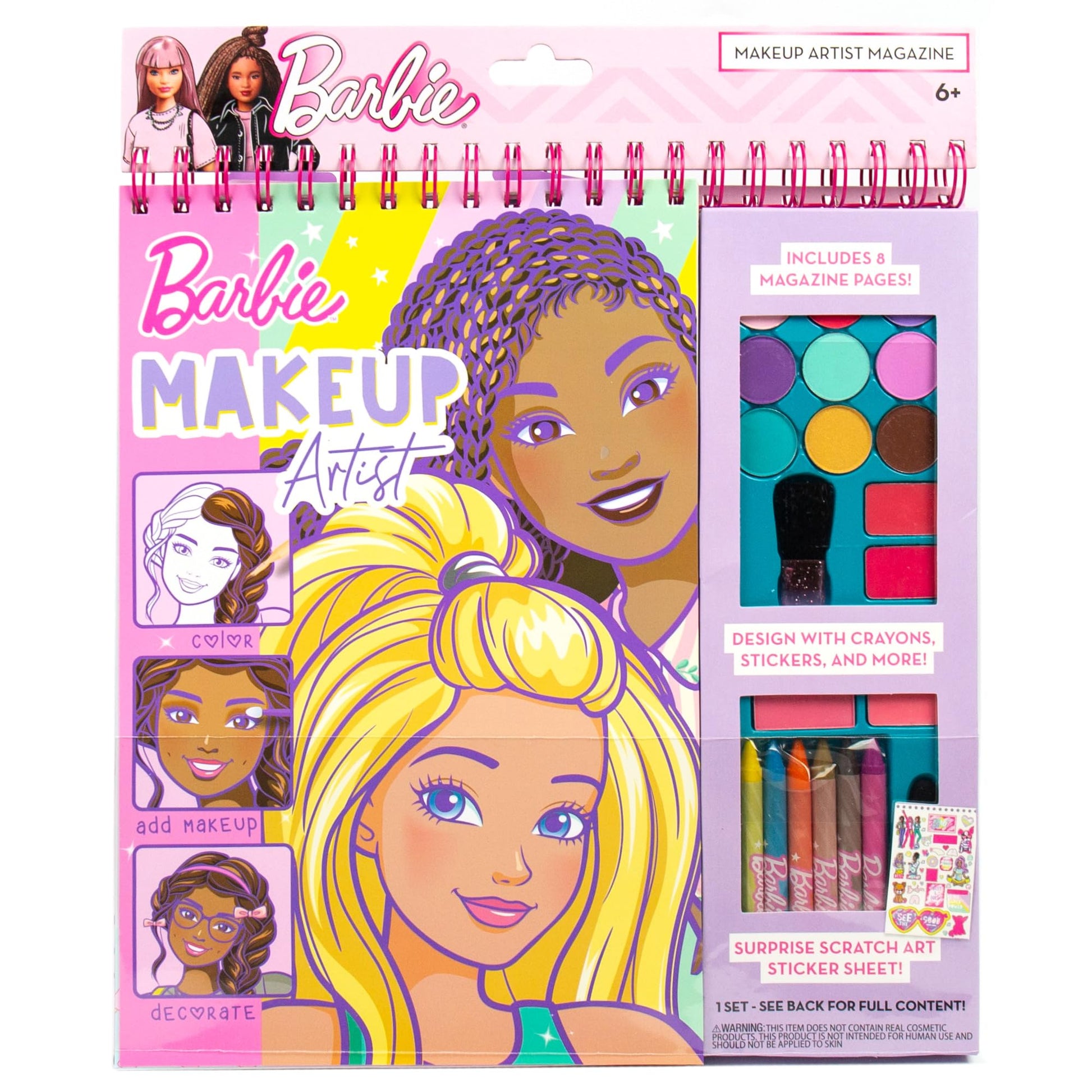 Barbie Makeup Artist Magazine, Create Your Own Hair & Makeup Looks Using Stencils, Stickers, Crayons, Pretend Makeup, Barbie Toys, Barbie Craft Kits, Drawing Kit, 6 Year Old Girl Birthday Gift Horizon Group USA