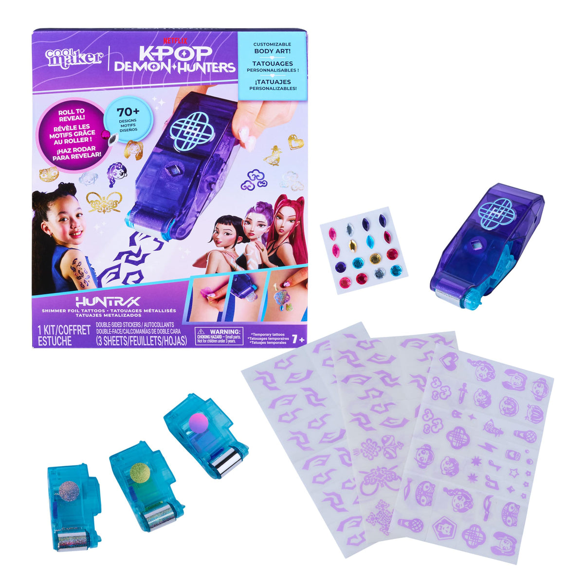 Cool Maker KPop Demon Hunters HUNTR/X Shimmer Foil Tattoos, Ages 7+