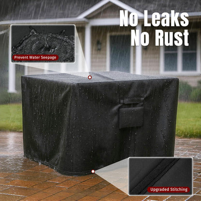 SHINESTAR Fire Pit Cover Square 32" x 32" x 24" - 600D Heavy Duty Waterproof & Windproof Outdoor Firepit Table Cover with Double Drawstrings for 28-32 Inch Square Fire Pits - Black SHINESTAR