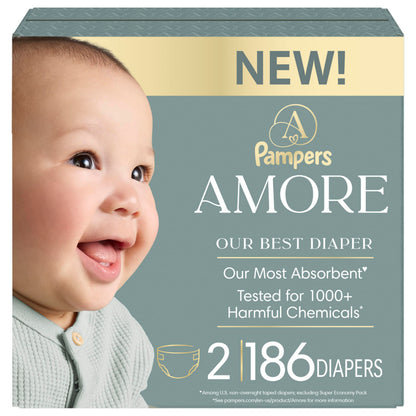 Pampers AMORE, Size 2, Our Best Diaper, 1 Pack (Count of 186)