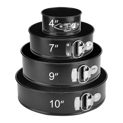 isheTao Springform Cake Pan Set of 4 (4” 7” 9” 10”), Black Cheesecake Pan, Round Nonstick Baking Pans Spring Form for Cheesecake, Removable Bottom, Leakproof Bakeware Sets 🍁 All In One Marketplace Canada