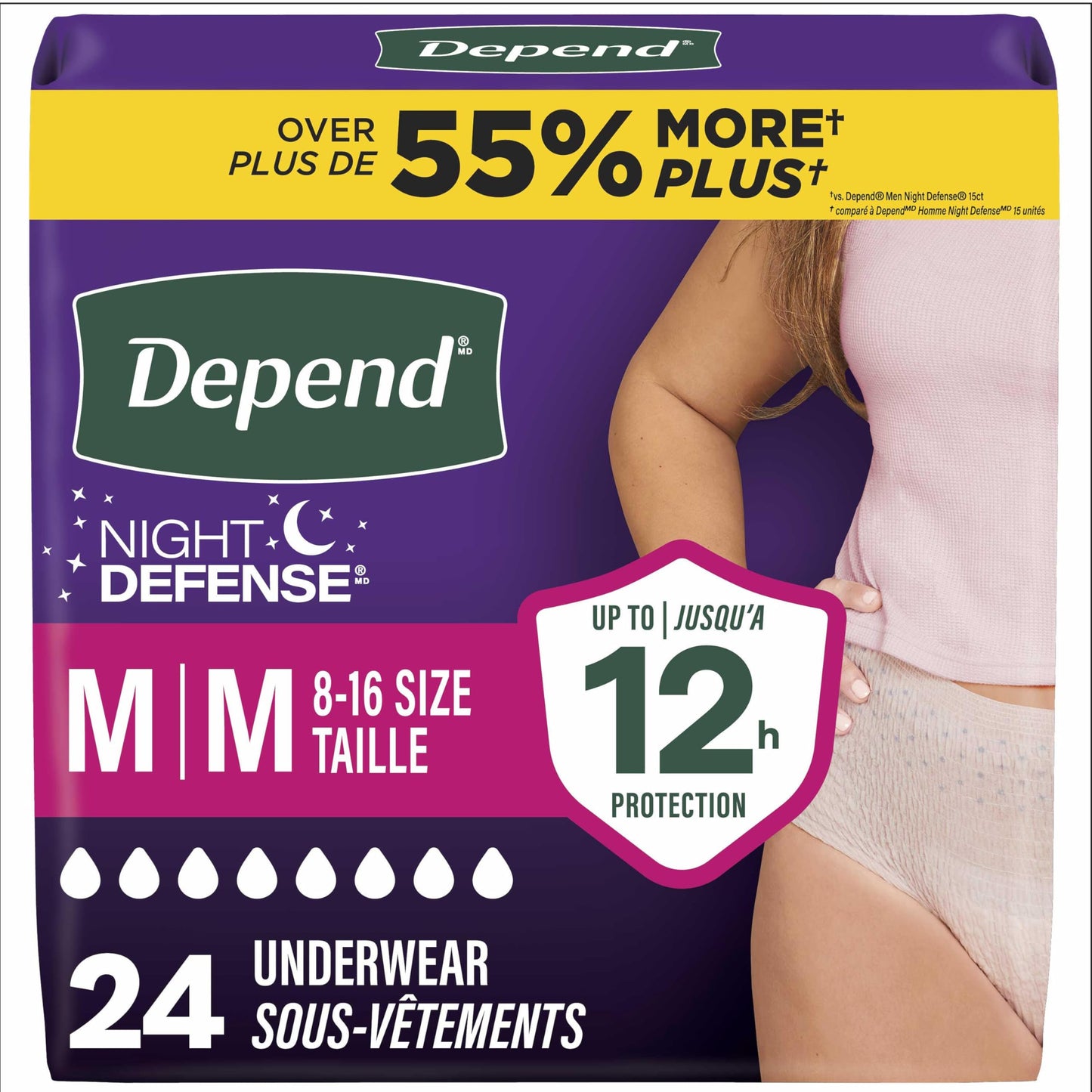 Depend Night Defense Underwear for Women, Overnight, Medium, 24 Count 🍁 All In One Marketplace Canada