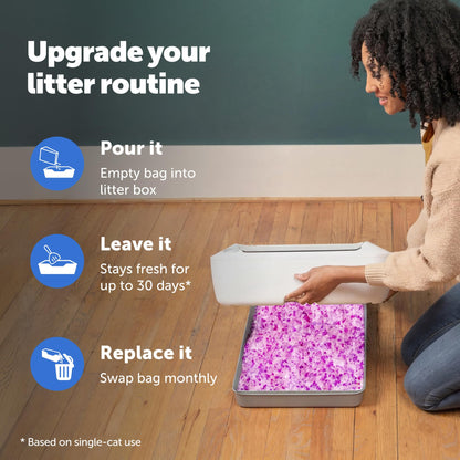 ScoopFree Premium Lavender Scent Crystal Litter, Superior Odor Control, Absorbs 5X Faster, Low Tracking for Less Mess, Lasts up to 2 Months, Lightly Scented (8 lb Bag)
