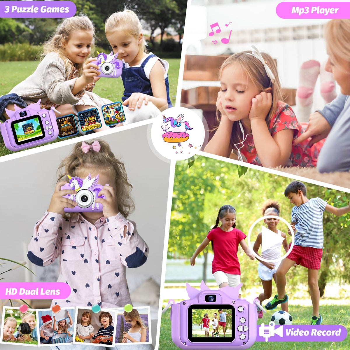 Upgrade Kids Camera for Boys Girls, Toddler Digital Selfie Camera with Cute Protective Cover and SD Card, Christmas Birthday Gifts Toys for 3 4 5 6 7 8 9 10 11 12 Years Old Little Girls and Boys 🍁 All In One Marketplace Canada