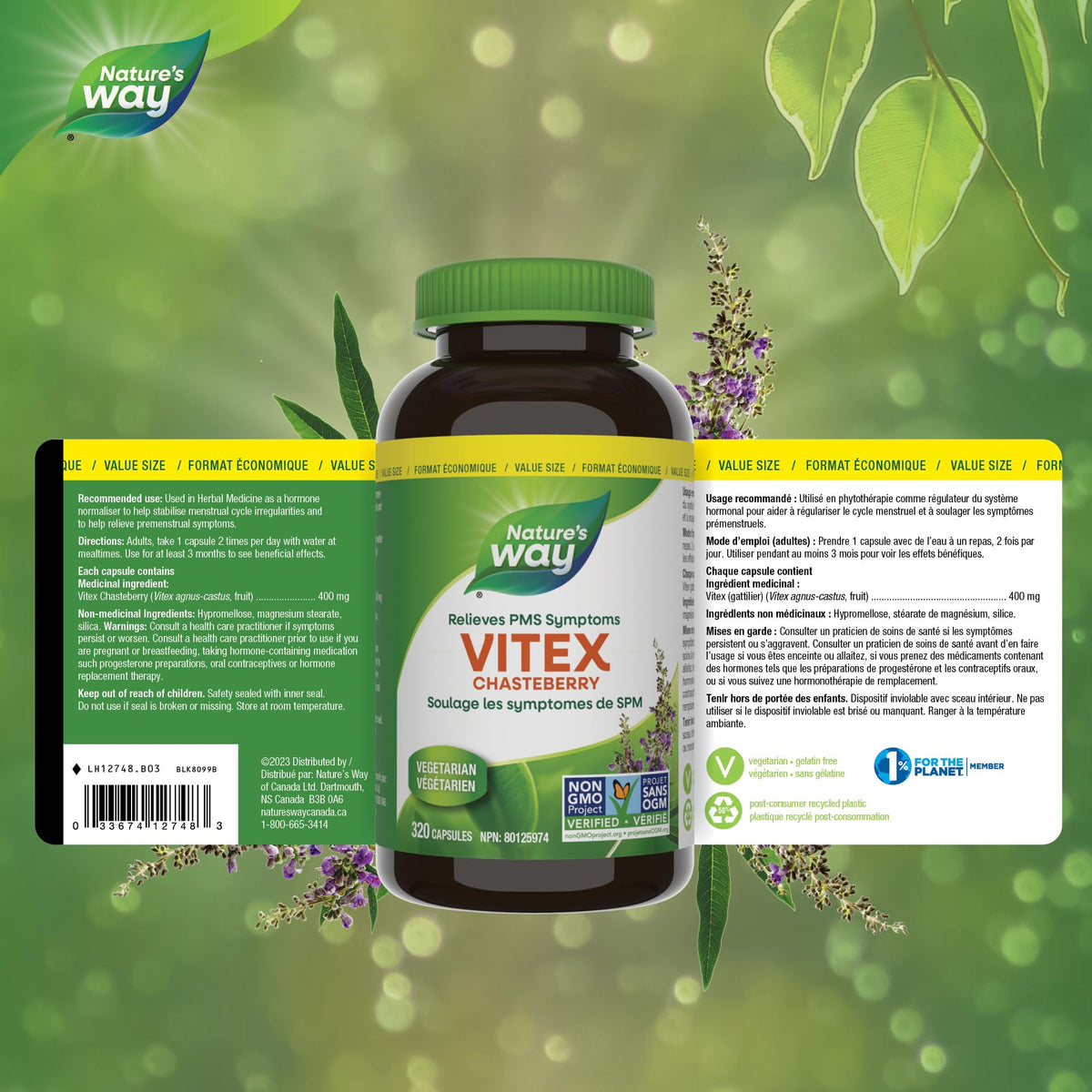 Nature's Way Vitex Chasteberry – Herbal Supplement to Help Relieve PMS Symptoms, Normalize Hormones and Stabilize Menstrual Cycle Irregularities – Non-GMO - 320 Vegetarian Capsules, Value Size