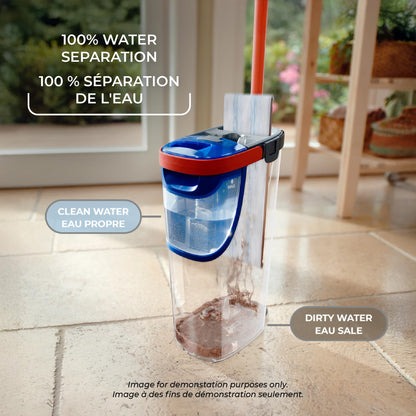 Vileda H2prO Flat Mop and Bucket Set | 100% Clean & Dirty Water Separation | Wall Mop, Baseboard Cleaning Tool | Machine Washable Reusable Microfiber Mop Head | Safe on All Floor Types