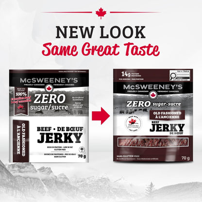 McSweeney's Zero Sugar Old Fashioned Beef Jerky – 100% Canadian, High Protein, Keto Friendly, 70g (Pack of 12)