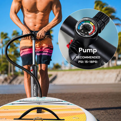 Overmont Inflatable Paddle Board 10'7" x 33" x 6", Extra Wide SUP for Adults & Beginners, 350 lb Stand Up Paddle Board with Adjustable Paddle, Pump, 3 Fins, Leash, Backpack & Repair Kit OVERMONT