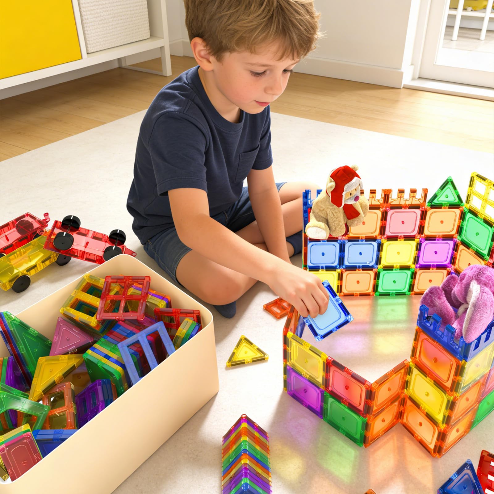 Magnetic Tiles Kids Toys STEM Magnet Toy for Toddler Magnetic Blocks Building Preschool Learning Sensory Montessori Toys for 3+ Year Old Boys and Girls, Safe Creativity Toddler Kids Toy 40PCS