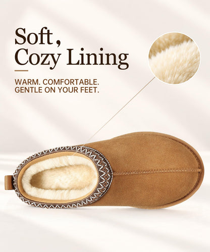 Litfun Women's Genuine Suede Fur Lined Slippers Fuzzy Winter House Shoes 🍁 All In One Marketplace Canada