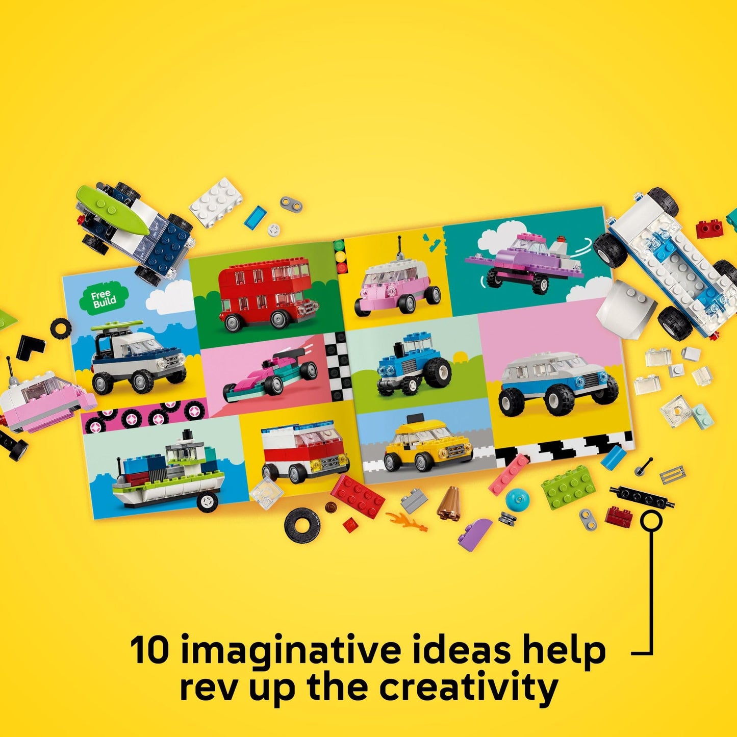LEGO Classic Creative Vehicles, Colorful Construction Brick Building Kit with Ice Cream Truck, Police Car Toy, Model City Cars and More, Gift or Car Toy for Boys, Girls and Kids Ages 5 and Up, 11036
