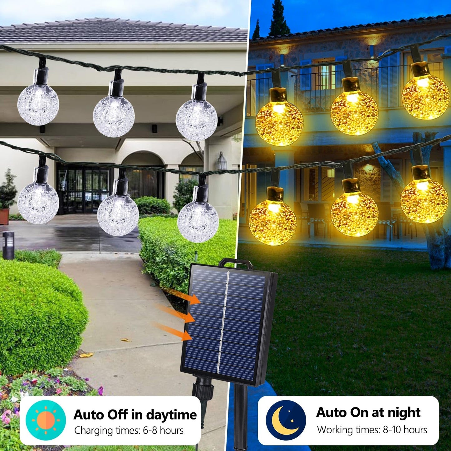 Joomer Solar String Lights Outdoor - 65FT 100LED Solar Globe String Lights,8 Lighting Modes, Waterproof Solar Powered Patio Light for Garden Yard Porch Party Outdoor Decor (Warm White)