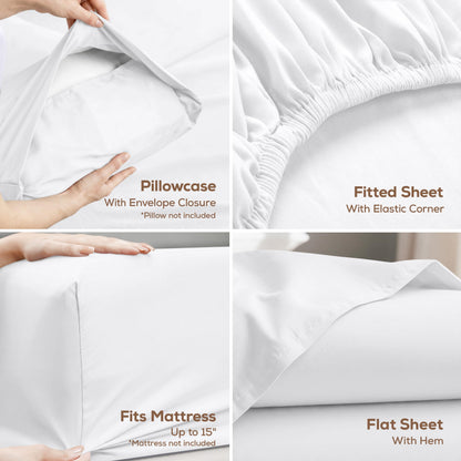 Utopia Bedding King Bed Sheets - 4 Piece King Size Cooling Sheet Set - Hotel Luxury Soft Breathable Microfiber, Oeko-TEX, Deep Pocket Easy Fit & Care, Fade & Wrinkle Resistant, White