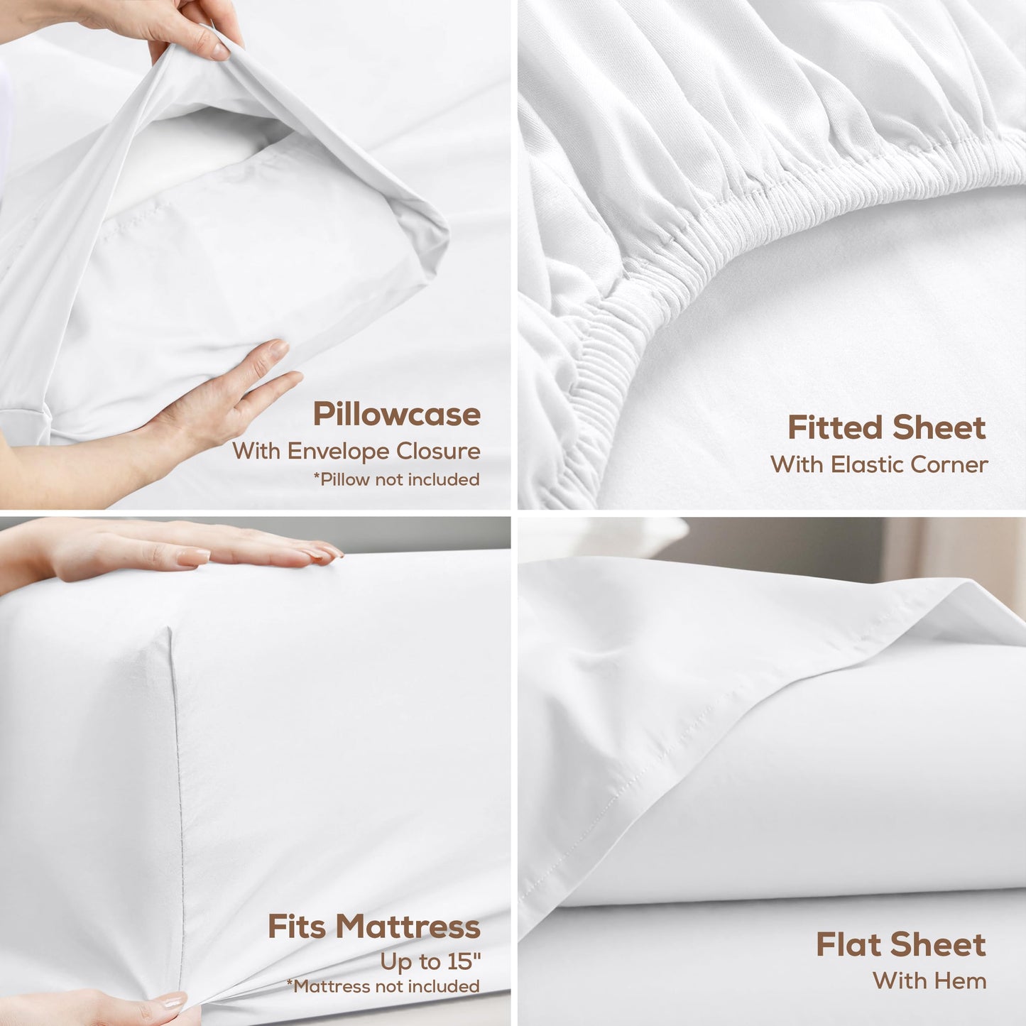 Utopia Bedding Twin/Single Bed Sheets - 3 Piece Twin Size Cooling Sheet Set - Hotel Luxury Soft Breathable Microfiber, Oeko-TEX, Deep Pocket Easy Fit & Care, Fade & Wrinkle Resistant, White