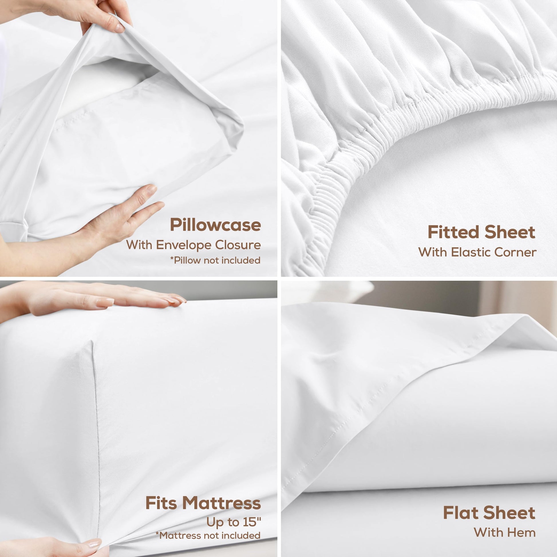 Utopia Bedding Twin/Single Bed Sheets - 3 Piece Twin Size Cooling Sheet Set - Hotel Luxury Soft Breathable Microfiber, Oeko-TEX, Deep Pocket Easy Fit & Care, Fade & Wrinkle Resistant, White