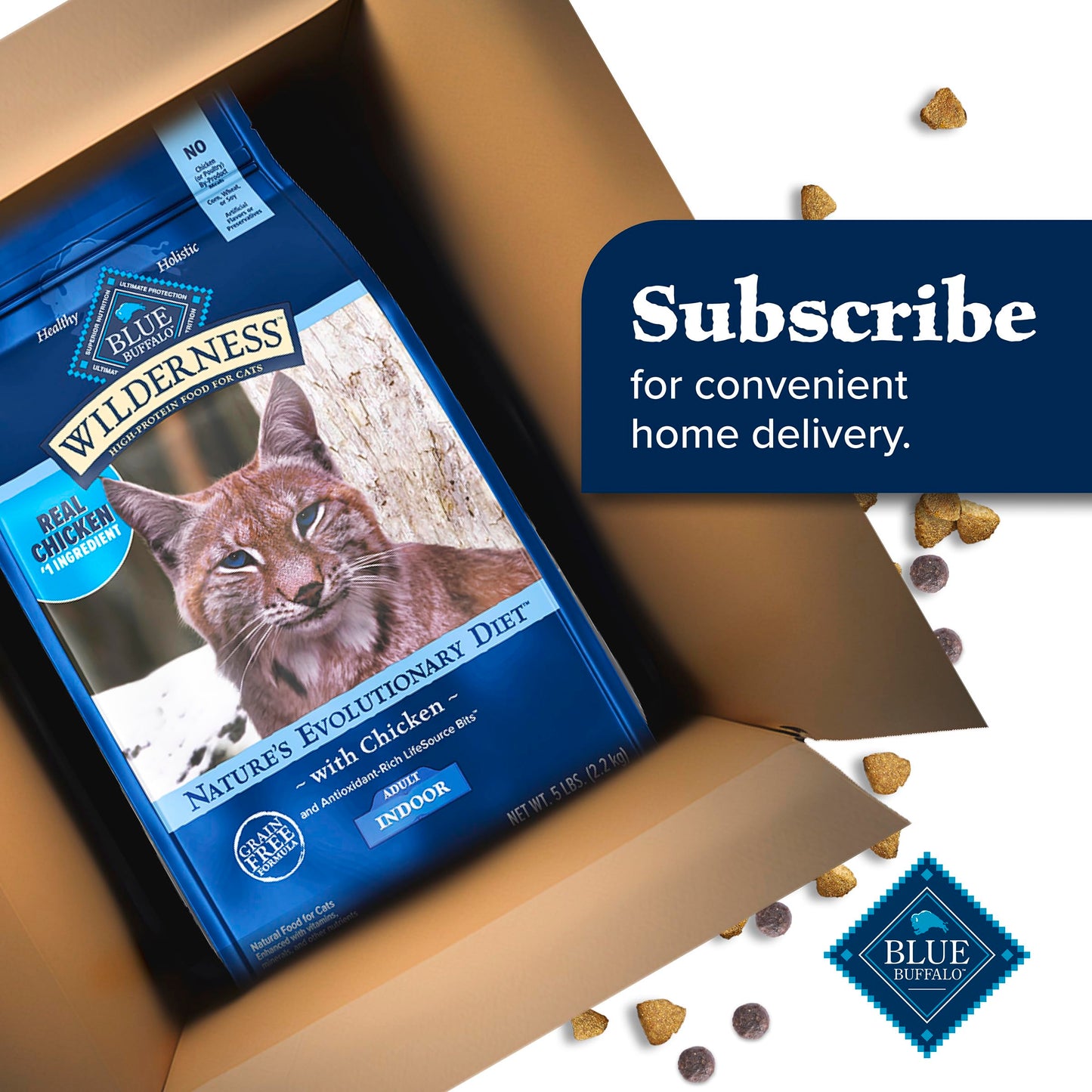 Blue Buffalo Wilderness Chicken Natural High-Protein Grain-Free Dry Food for Adult Indoor Cats, Real Chicken First, Antioxidant-Rich LifeSource Bits Support Immunity, Promotes Strong Muscles, 5 lbs.