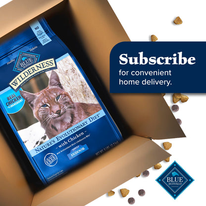 Blue Buffalo Wilderness Chicken Natural High-Protein Grain-Free Dry Food for Adult Indoor Cats, Real Chicken First, Antioxidant-Rich LifeSource Bits Support Immunity, Promotes Strong Muscles, 5 lbs.