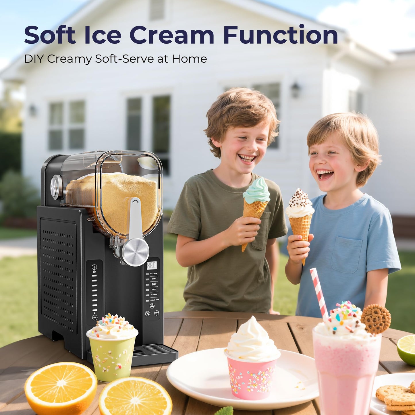 Slushie Machine, No Ice Needed Slushy Maker for Home, Real-Time Temp Display, Frozen Drink Maker with 6 Preset Programs for Ice Cream, Frappés, Milk Shake and More, Black, 1 Pack+3Modes - Available at All In One Marketplace Canada