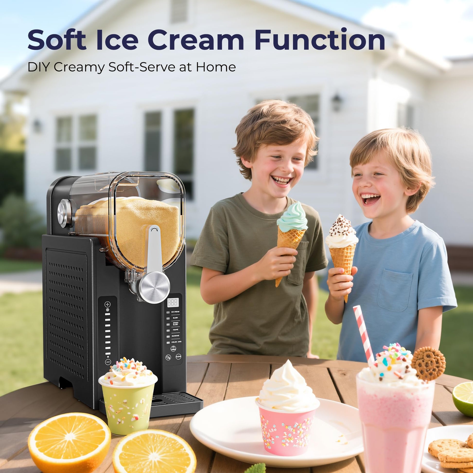 Slushie Machine, No Ice Needed Slushy Maker for Home, Real-Time Temp Display, Frozen Drink Maker with 6 Preset Programs for Ice Cream, Frappés, Milk Shake and More, Black, 1 Pack+3Modes - Available at All In One Marketplace Canada