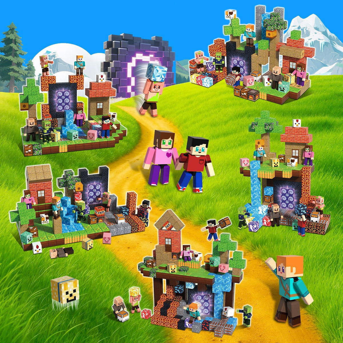 Magnetic Blocks -210PCS Magnetic Building Block for Kids Ages 4-8 9-12, Magnet Blocks Cubes with Collectible Doll Constructions Toy for Boys Girls, STEM Stacking Toys Christmas Halloween Easter Gifts 🍁 All In One Marketplace Canada