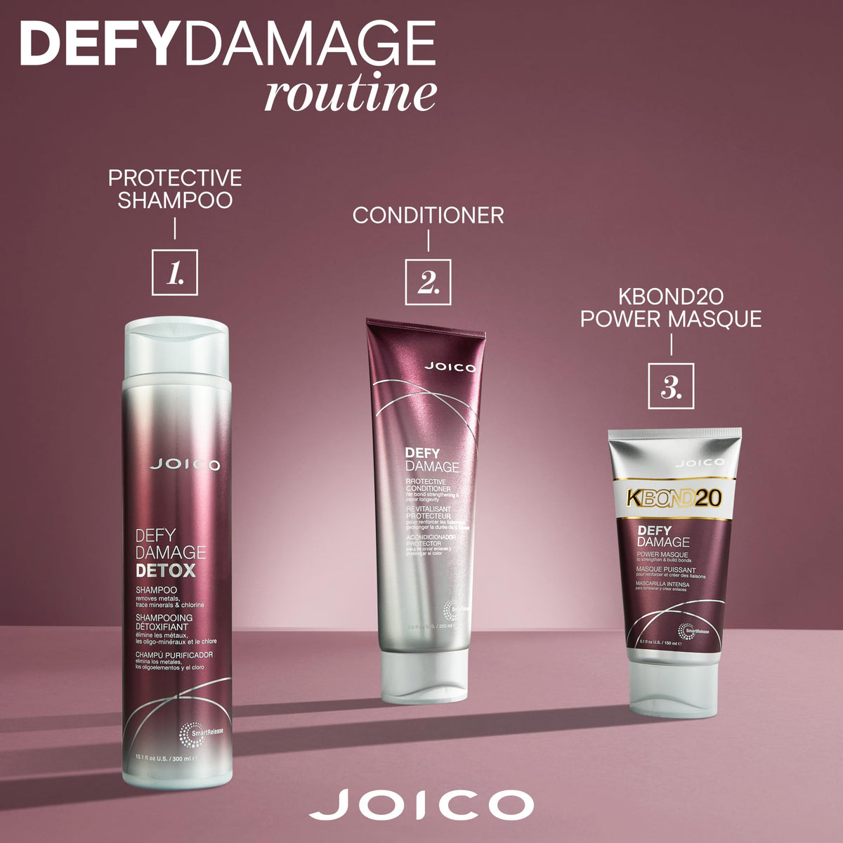 Joico Defy Damage Detox Clarifying Shampoo | Removes Chlorine, Hard Water Residue, Product Buildup, Metals, & Trace Minerals | Strengthens Bonds & Preserves Hair Color | Vegan | Sulfate-Free, 300mL