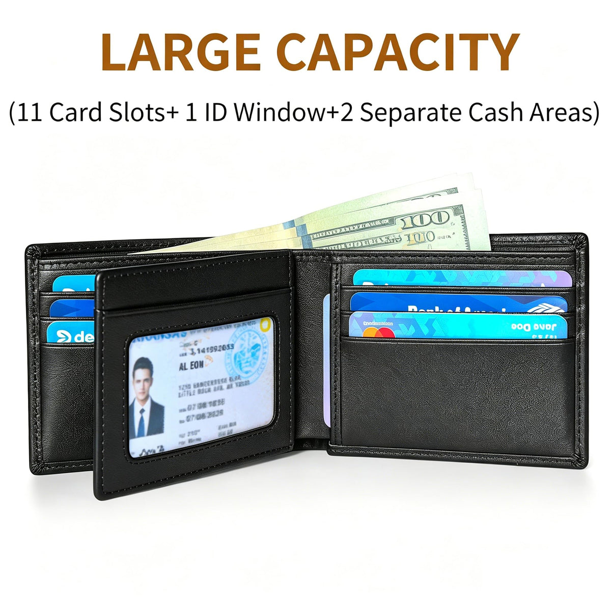 MARZAHAR Genuine Leather Mens Wallet, RFID Blocking Bifold, Black 🍁 All In One Marketplace Canada
