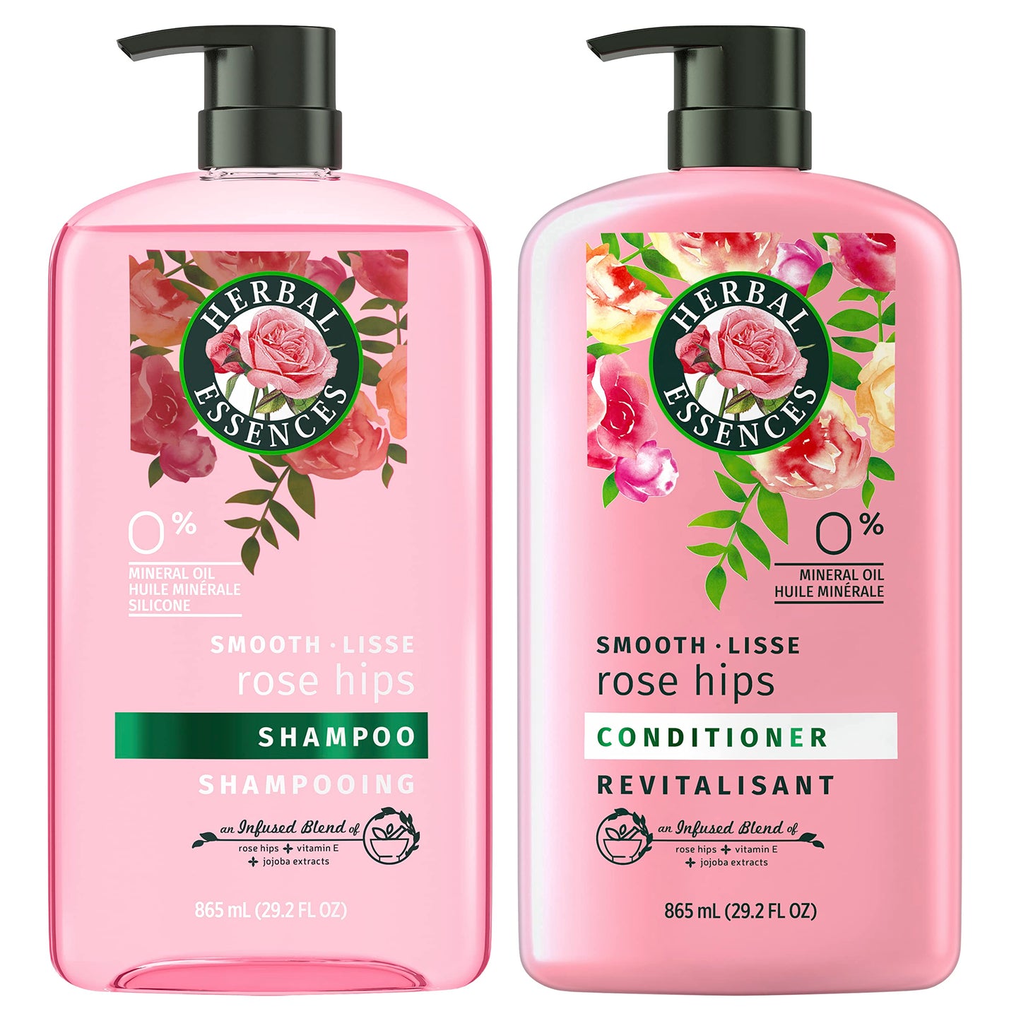 Herbal Essences Shampoo & Conditioner Set, Smooth Collection, Paraben-Free, Color-Safe, with Rose Hips & Vitamin E, 1.73 L Total (2 Count of 865 mL Each) - Available at All In One Marketplace Canada