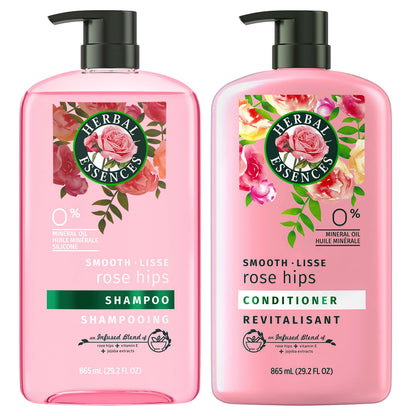 Herbal Essences Shampoo & Conditioner Set, Smooth Collection, Paraben-Free, Color-Safe, with Rose Hips & Vitamin E, 1.73 L Total (2 Count of 865 mL Each) - Available at All In One Marketplace Canada