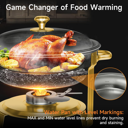 Chafing Dishes for Buffet, 4 Pack 5QT Round Stainless Steel Chafing Dish Set for Home Parties, Christmas Gatherings, Catering Events Complete Buffet Warmer Set (Golden, 4PACK) 🍁 All In One Marketplace Canada
