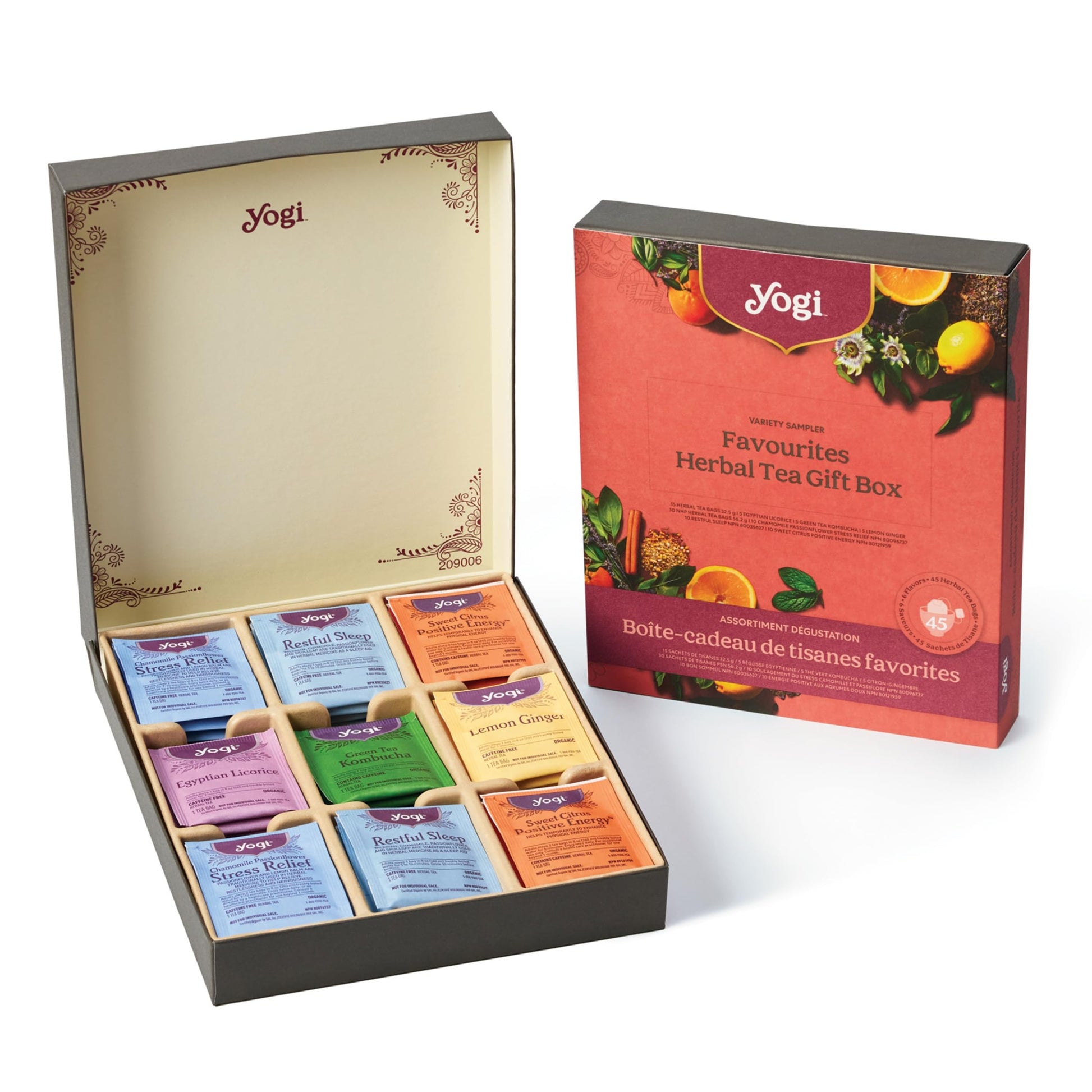 Yogi Organic Tea Collection Gift Box - 6 Wellness Blends, 45 Tea Bags