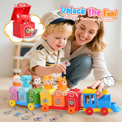Luckades Toddler Animals Montessori Toys for 2 3 4 Year Old Boy Girl, Learning Farm Train Set with Counting Matching & Sorting for Kids 2-3 3-5 Preschool Christmas Birthday Baby Boy Girl Gifts 🍁 All In One Marketplace Canada