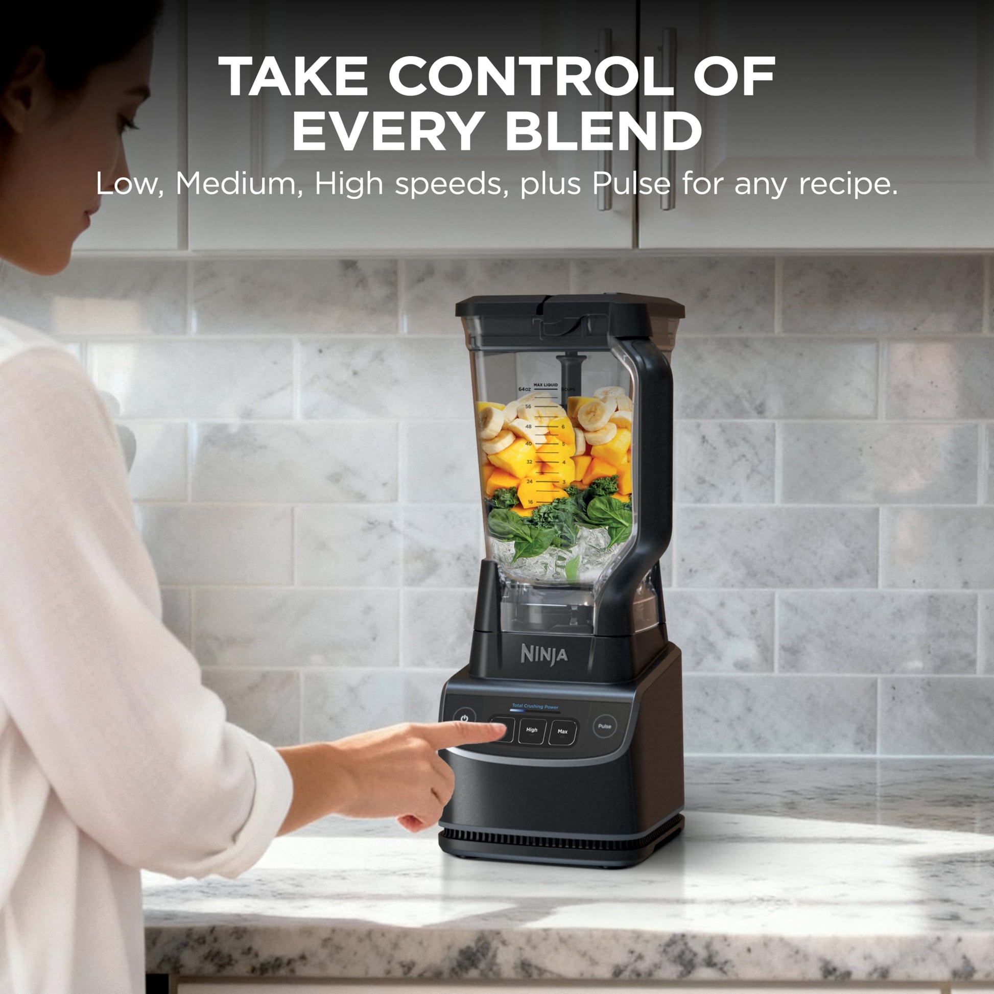 Ninja UltraCrush Professional Blender, 1000W, XL 72-oz.* Pitcher, Total Crushing® Technology, 3 Manual Speeds for Ice Crushing, Smoothies, Sauces & More, Full-Size Blender, Black, BP201C - Available at All In One Marketplace Canada