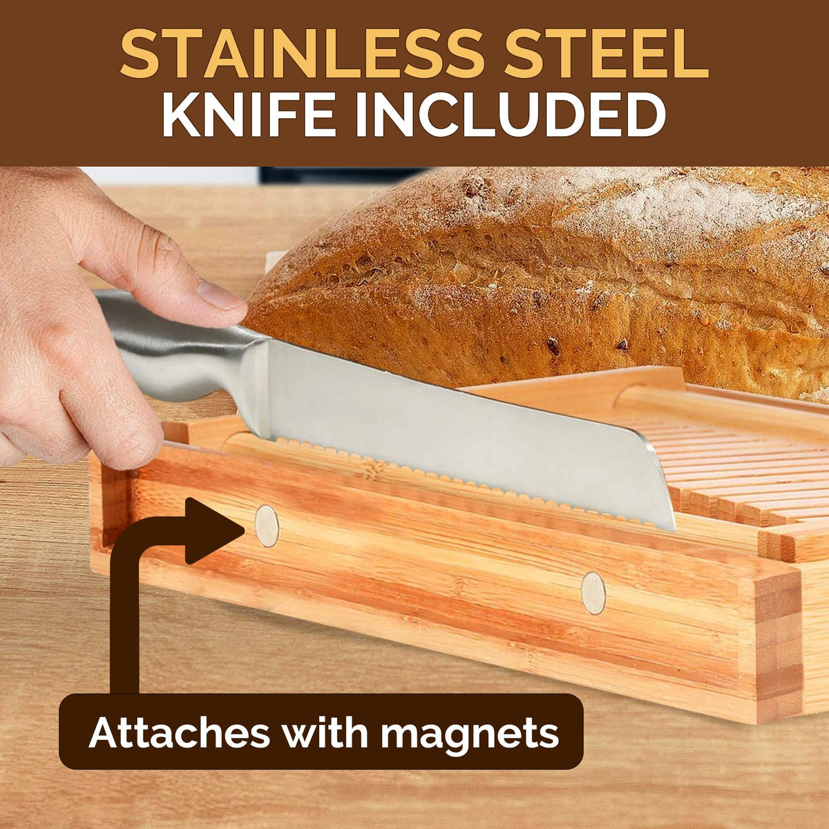 Bambüsi Bread Slicer for Homemade Bread with Knife Sourdough Cutter, Bamboo 🍁 All In One Marketplace Canada