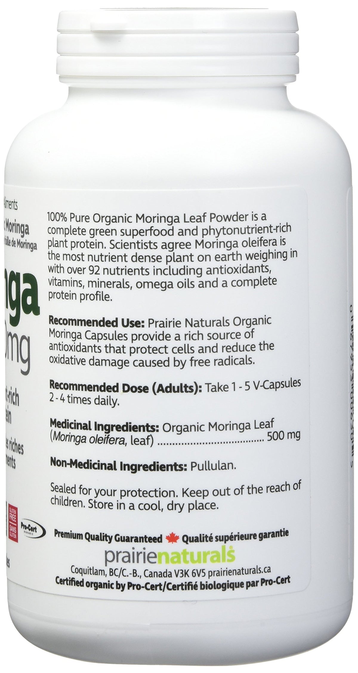 Prairie Naturals Organic Moringa Leaf VCaps - 180 Count