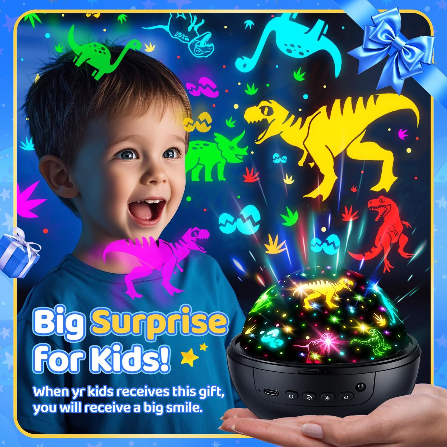 PIKOY Night Light for Kids,93 Lighting+3 Films Star Projector Night Light, Dimmable Remote Star Lights, 360° Sensory Projector Nightlight Glow in the Dark Stars, Toddler 3 Year Old Boy Toys for 3-5