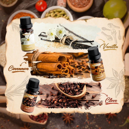 SALKING Spice Essential Oils Set, 6x10ml Fragrance Scented Oils for Diffuser, Candle and Soap Making - Cinnamon, Clove, Vanilla, Pumpkin Spice, Peppermint, Ginger 🍁 All In One Marketplace Canada