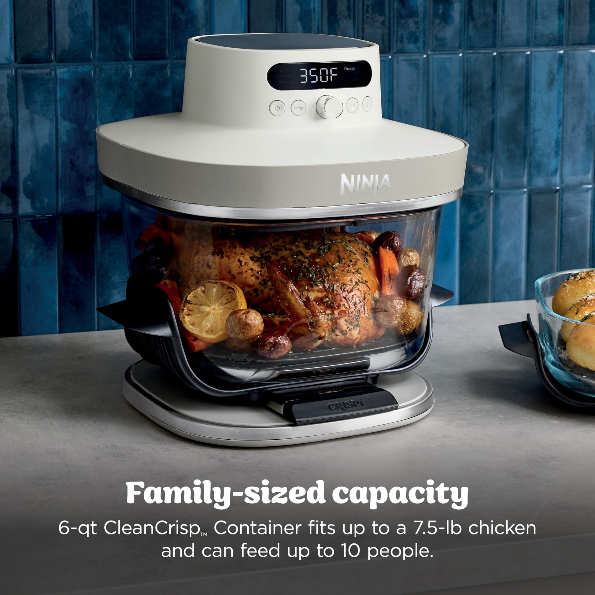Ninja Crispi Pro 6-in-1 Glass Air Fryer | 6qt & 2.5qt Glass Containers with Storage Lids | Non-Toxic | Meal Prep, Microwave, Freezer & Dishwasher Safe | Air Fry, Bake & More | Bone | AS101CLG - Available at All In One Marketplace Canada
