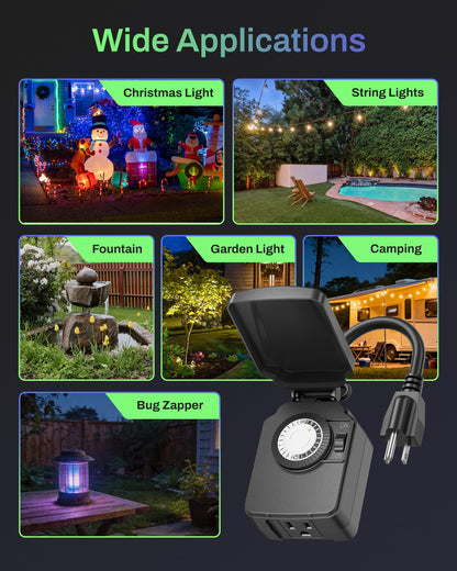 BN-LINK Outdoor 24-Hour Mechanical Timer Outlet, 1 Grounded Outlet 🍁 All In One Marketplace Canada
