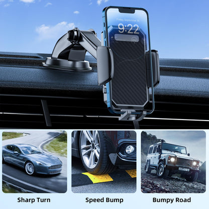 3-in-1 Car Phone Holder, [ Off-Road Level Suction Cup & Clip] Universal Cell Phone Holder Mount Dashboard Windshield Vent One-Hand Operation Holder Compatible with All Smartphones and Cars - Available at All In One Marketplace Canada