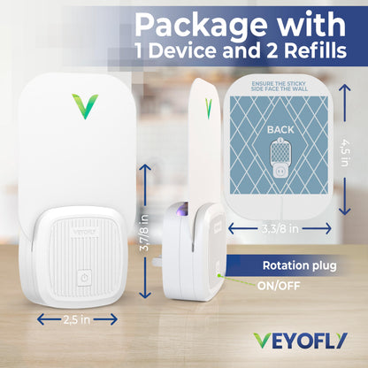 VEYOFLY Fruit Fly Traps for Indoors (1 Device + 2 Refills), Gnat Trap Indoor Plug in, Bug Traps, Flying Insect Trap, Gnat Traps for House Indoors, Fly Trap Indoor for Home Bug Light, Gnats Catcher